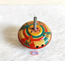 Toupie Vintage Ronde Humming En Métal Angleterre Ancienne Jouet Collectible