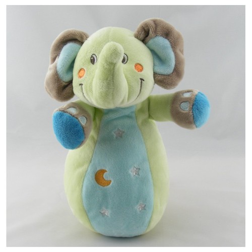 Doudou culbuto éléphant vert