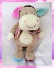 Doudou Peluche Ane Beige Ecru Veste Violet Mauve Echarpe Babysun