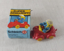 Ancienne figurine, Schtroumpf en voiture, 40210, Schleich, en boîte