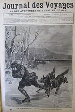 JOURNAL DES VOYAGES N° 71 de 1878 SUEDE PATINS GLACE PATINEUR POURSUITE DE LOUPS