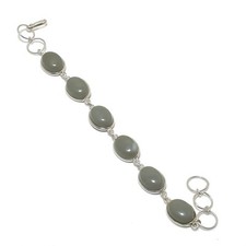 Bracelet pierre précieuse forme ovale aigue-marine fait main bijou ancien 7-8...