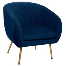Fauteuil Design en Velours "Solaro" 78cm Bleu