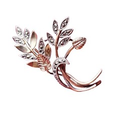Broche Florale  1930 40's En Vermeil 18k/925 Marcassites Poinçon Crabe France