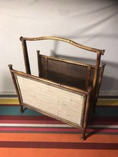 Porte Revues Ancien Métal Bambou Marron Années 50 Vintage #D055