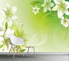 Vert jade lotus fraîche 3D Plein Mur Mural Photo Papier Peint Impression Maison