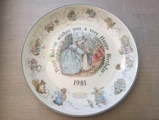 Wedgwood Peter Rabbit Wishes You a Happy Birthday 1981 Plate Made in England