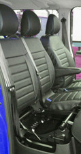 Noir+Bleu Eco Cuir Siège Housses 2+1 pour Jumpy / Expert / Vivaro Cityvan