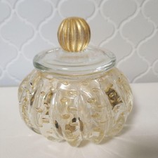 Boîte à bonbons citrouille en verre vénitien de Murano remplie d'or avec scea...