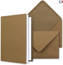 25x Set de cartes vintage en papier kraft avec enveloppes et feuilles à insérer 