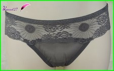 String ou Culotte MIRIALE Gris avec des Fleurs brodées  Taille M-  AB12