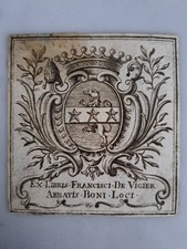EX LIBRIS ARMORIE DE FRANCOIS DE VIGIER ABBE DE BONLIEU / LIMOUSIN / XVIII e