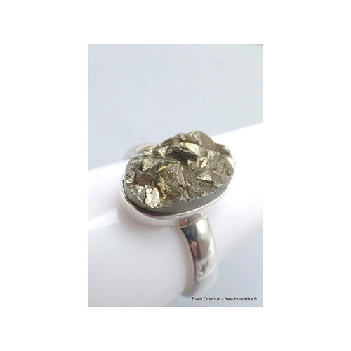 Bague ovale pyrite dorée - ovale, en