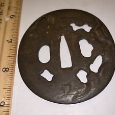 Tsuba Gold Inlay Fuji Mountain Estate Antique
