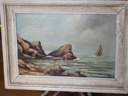 Marine sur isorel signé - marine,