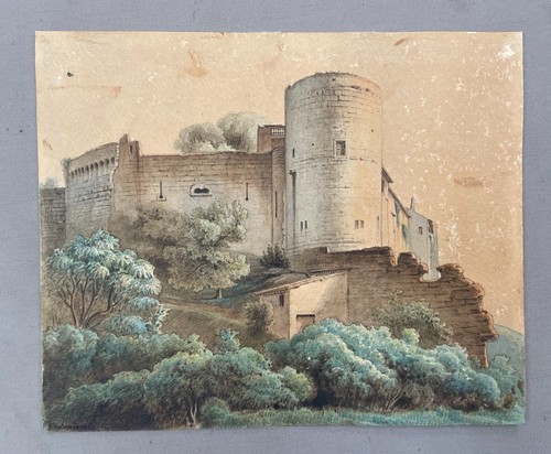 Chateau aquarelle ancienne - chateau,,