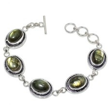 Bracelet bijoux en argent sterling 925 fait main pierre précieuse labradorite...