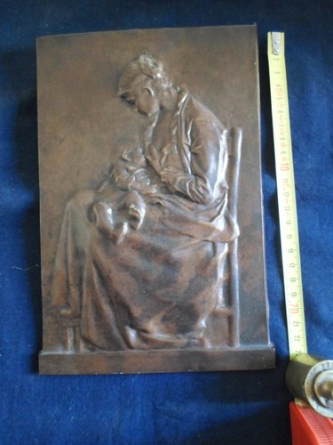 Bronze art nouveau plaque - bronze,