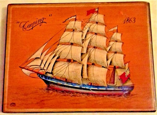 Plaque bois ancien voilier - plaque,