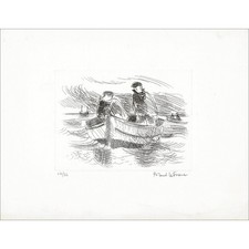 LEFRANC Roland - "Les barques" Gravure originale - 25x32cm