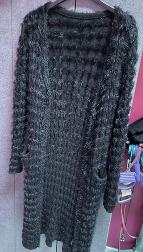 Faux fur black cardigan woolly