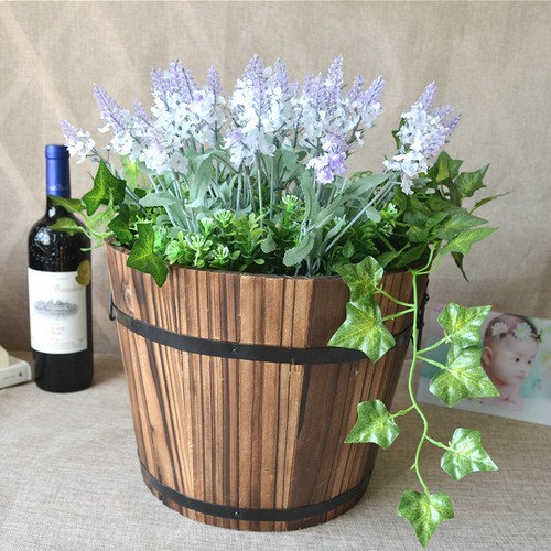 Seau bois pot fleur - pot,
