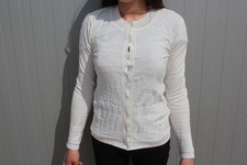 HERMES Cardigan blanc soie et