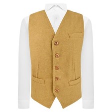 Gilet En Laine Tissé De Luxe Mustard, Tweed