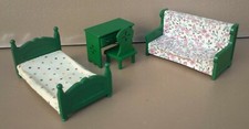 Mobilier lit banquette bureau SYLVANIAN MAPLE TOWN PETITS MALINS vintage 1985