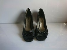 paire d,escarpin noir , talons haut 8 cm , marque texto, taille 37 , dessus cuir