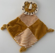 6172?Doudou Plat Mouchoir Lion TOM & KIDDY BISOUS D'ANGE Blanc Raye Jaune