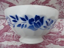 Gros BOL ancien côtelé guirlande de fleurs 18cm diam 9,2cm de haut 1 éclat bowl