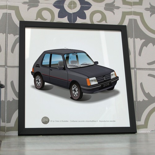 Cadre noir peugeot 205 - peugeot, gris