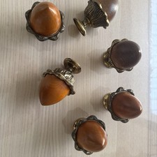 Lot De 6 Ancien embouts, Crochets Embrasés de tringle à rideau pomme De Pin