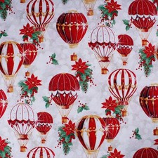 Tissu Décoratif En Coton Grand Foulard De Noël Rouge Montgolfière