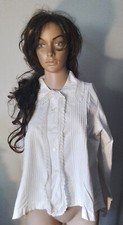 Chemisier ancien en coton blanc et dentelle – corsage blouse chemise -lace shirt