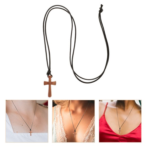 Collier miroir croix bois - miroir, en