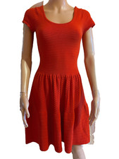 SANDRO  robe manches courtes rouge orangé taille 1 ou 34 / 36