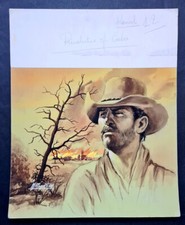 RARE GOUACHE ORIGINALE MICHEL GOURDON / LES FEUX DE LA SIERRA de SERGE DEVILLE