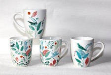 Lot de 4 mugs neufs Françoise Saget, motif oiseaux.