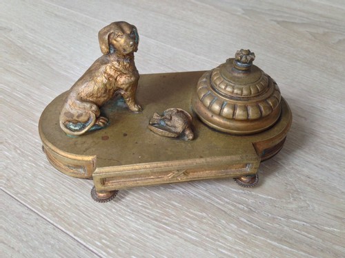 Bel encrier bronze xixème - encrier,