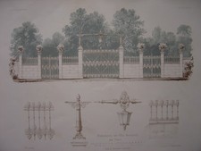 Lithographie Porte du Parc Villa de M. de Revoltella à TRIESTE c1860 Triest Trst