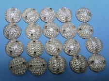 STRASS à COUDRE anciens VERRE MOULé ART DÉCO transparent doré lot de 20 ø: 10 mm