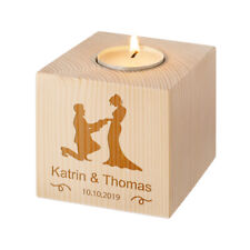 Porte-Bougies en Bois Personnalisé avec Gravure Mariage Mariés Baptême Enfant