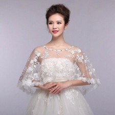 Femme Mariage Boléro Dentelle Châle Enveloppant Veste Cape Floral Écharpe Tulle