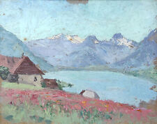 Tableau ancien huile sur carton DLG Pierre Calès Corelli Quenard