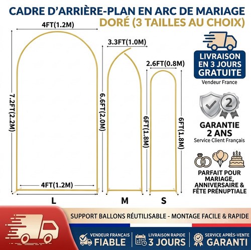 Arche mariage dore support - de,