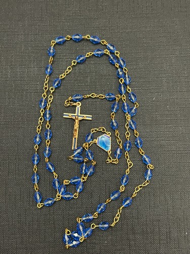 Chapelet ancien verre bleu - ,