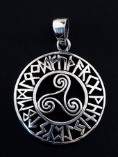 Pendentif Celte irlandais Triskell viking Runes Norse  Argent 925 - 5 gr # 25425