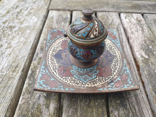 Encrier ancien bronze - encrier,
